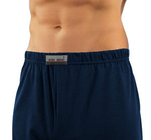 Sesto Senso Herren Pyjama Set – Kurzarm, Langhose, 100% Baumwolle, Knopfleiste, Anker Muster, Praktische Taschen, Elegante Geschenkbox, Ideal für Zuhause und Krankenhaus, Dunkelblau