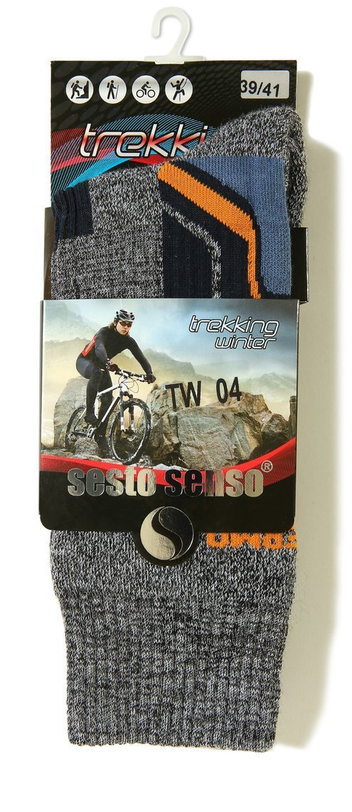 Wollsocken Trekking Winter Grau Mehrfarbig