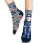 Kindersocken mit Polizistenmotiv. 138 KR329 melange grau