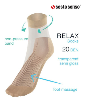 Sesto Senso Damen Skarpetki Relax Masage R043 – Bequeme Strumpfsocken mit Massageeffekt, Nicht einschnürend, 20 DEN, Poliamid-Elastan Mix, Ideal für Büro und Alltag, Schwarz, 3er Pack