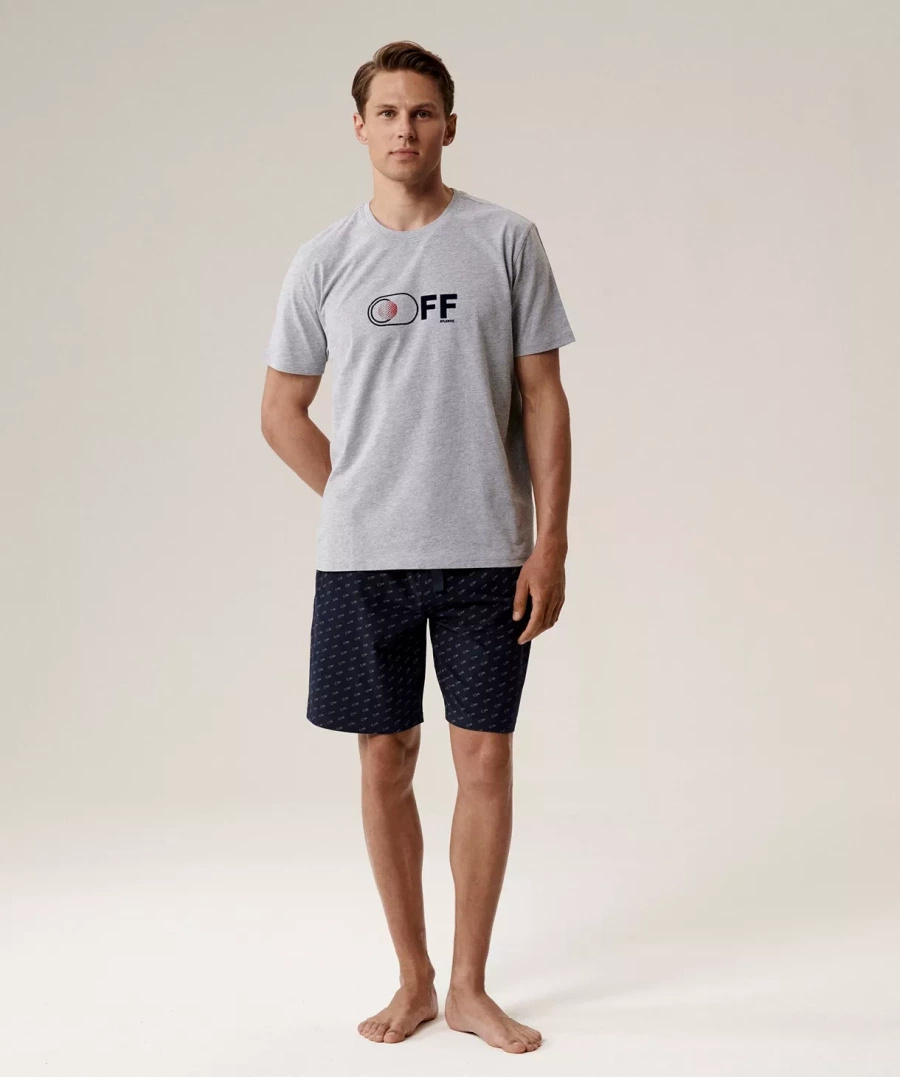 Herren-Pyjama Serie nmp-395 grau/blau/grün