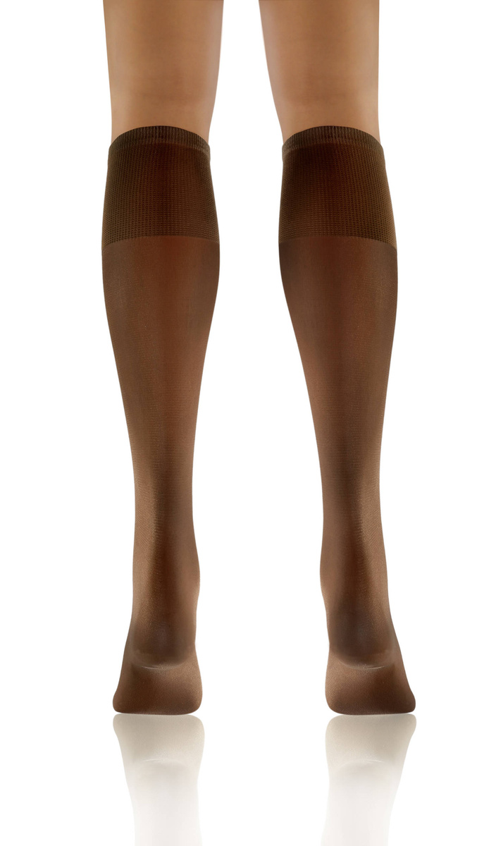 Sesto Senso Damen Podkolanówki Iris – Halbmatte, Transparente Kniestrümpfe mit Barfuß-Effekt, Bequem und Elastisch, Ideal für Elegante Looks, Farbe Vision/Beige, Poliamid-Elastan Mix, Made in Polen