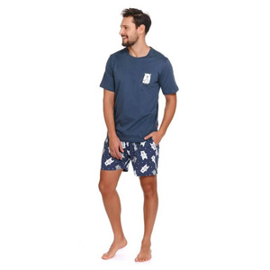 Marineblauer Herren-Schlafanzug mit Teddybär-Shorts 'BEAR' Doctor Nap 