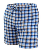 Sesto Senso Herren Schlafshorts MILO 2 – Bequeme Baumwolle, Atmungsaktiv, Mit Taschen, Kordelzug, Kurze Länge, Kariert, Blau