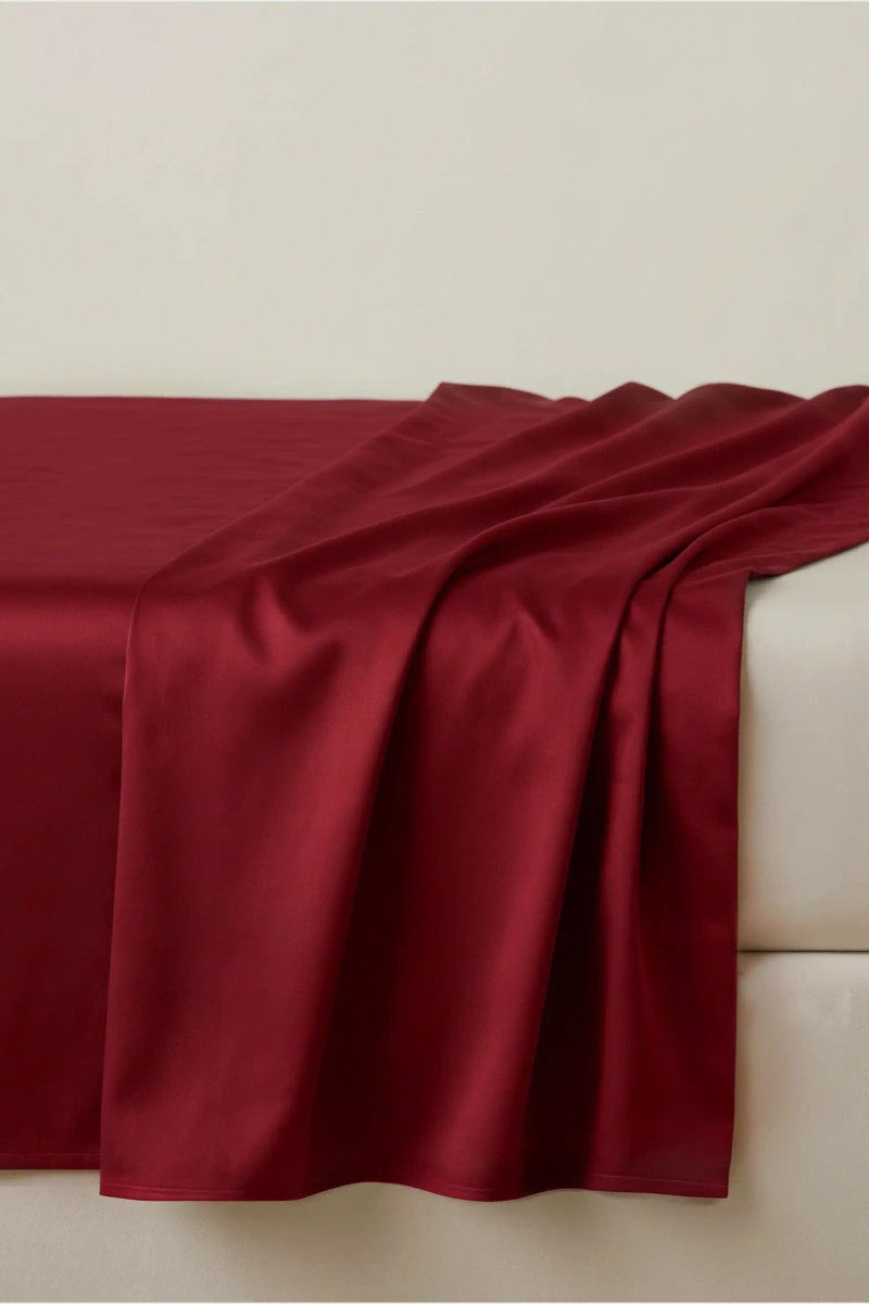 Bettlaken Satin Bordo Ohne Gummi