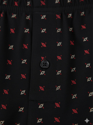 Herren Loose Boxershorts mit Knöpfen Schwarz