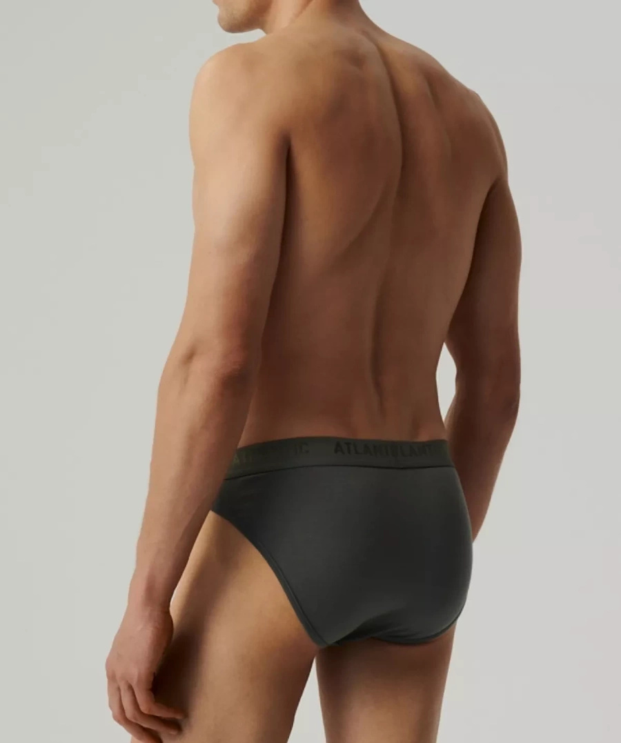 Atlantic Herren Slips – Bequeme Sportunterwäsche aus Modal und Pima Baumwolle, Elastischer Bund, Atmungsaktiv, Grün/Grau/Beige, Frühling/Sommer 2025 Kollektion
