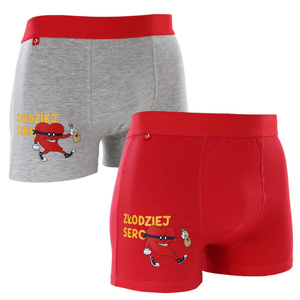 Boxershorts Valentinsserie grau, rot
