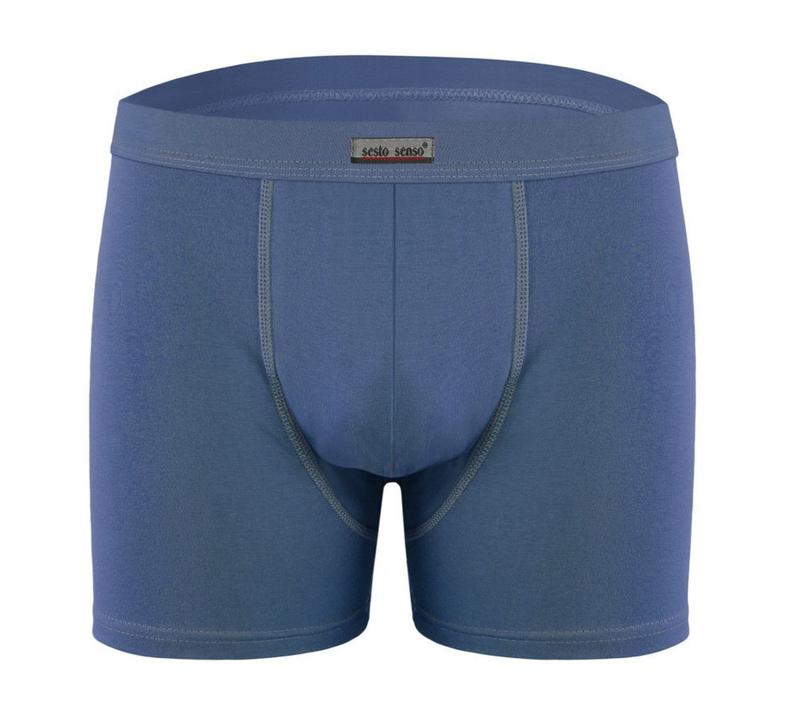 Sesto Senso Herren Baumwoll Boxershorts – Bequeme Unterwäsche mit Elastan, Atmungsaktiv, Flache Nähte, Ohne Druckstellen, Blau, für Männer