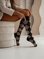 Vintage 0248.015 women's rhomboid knee socks, Color black 2, Size 37-41