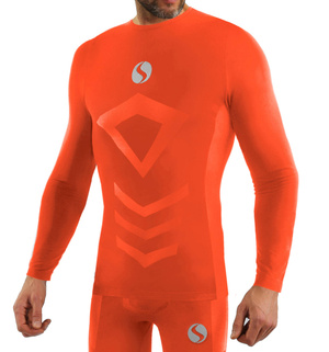 Sesto Senso Herren Thermoaktive Langarmshirt – Atmungsaktiv, Nahtlos, 4-Wege-Stretch, Sportbekleidung für Winter, Poliamid-Elastan, Orange, Komfortabel und Funktionell