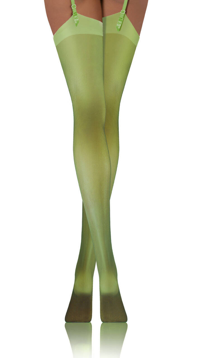 Sesto Senso Damen Pończochy PDP 01 – Elegante Halterlose Strümpfe, Elastisches Material, Komfort und Stil, 89% Polyamid, 11% Elastan, Halbmatte Optik, Ohne Muster, Grün, Ideal für Alltag und Besondere Anlässe