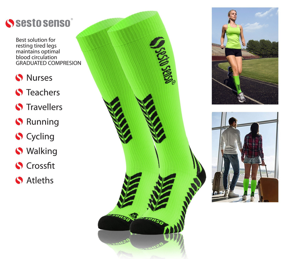 Șosete sport compresive lungi Verde