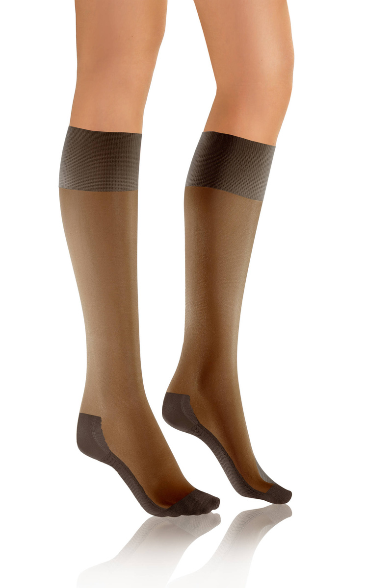 Sesto Senso Damen Kniestrümpfe Relax – Komfortabel mit Massageeffekt, 20 DEN, Halbtransparent, Poliamid-Elastan, Ohne Druck, Ideal für Büro & Kreislaufprobleme, Farbe: Vision/Beige