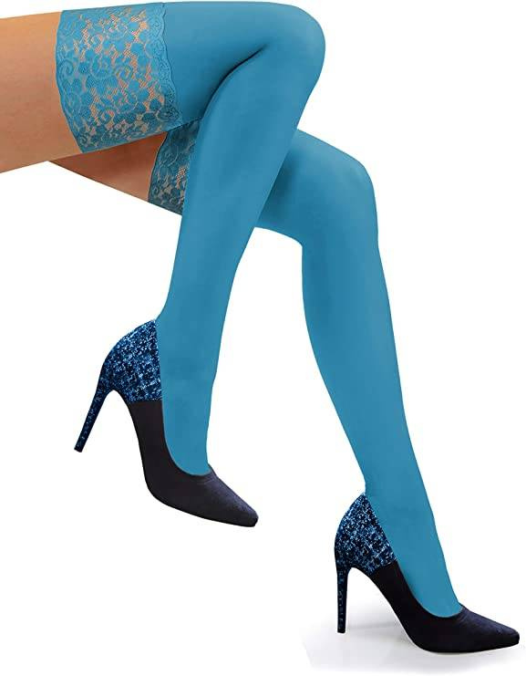 Sesto Senso Damen Pończochy Samonośne Nicole – Elegante 50 DEN Mikrofaser Strümpfe mit Silikonspitze, Mattem Finish, Komfortabel und Haltbar, Petrol, Größe 1/2 oder 3/4 – Perfekt für Verschiedene Anlässe