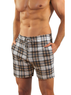 Schlafanzug Herren Kurzarm Shorts Hellbeige