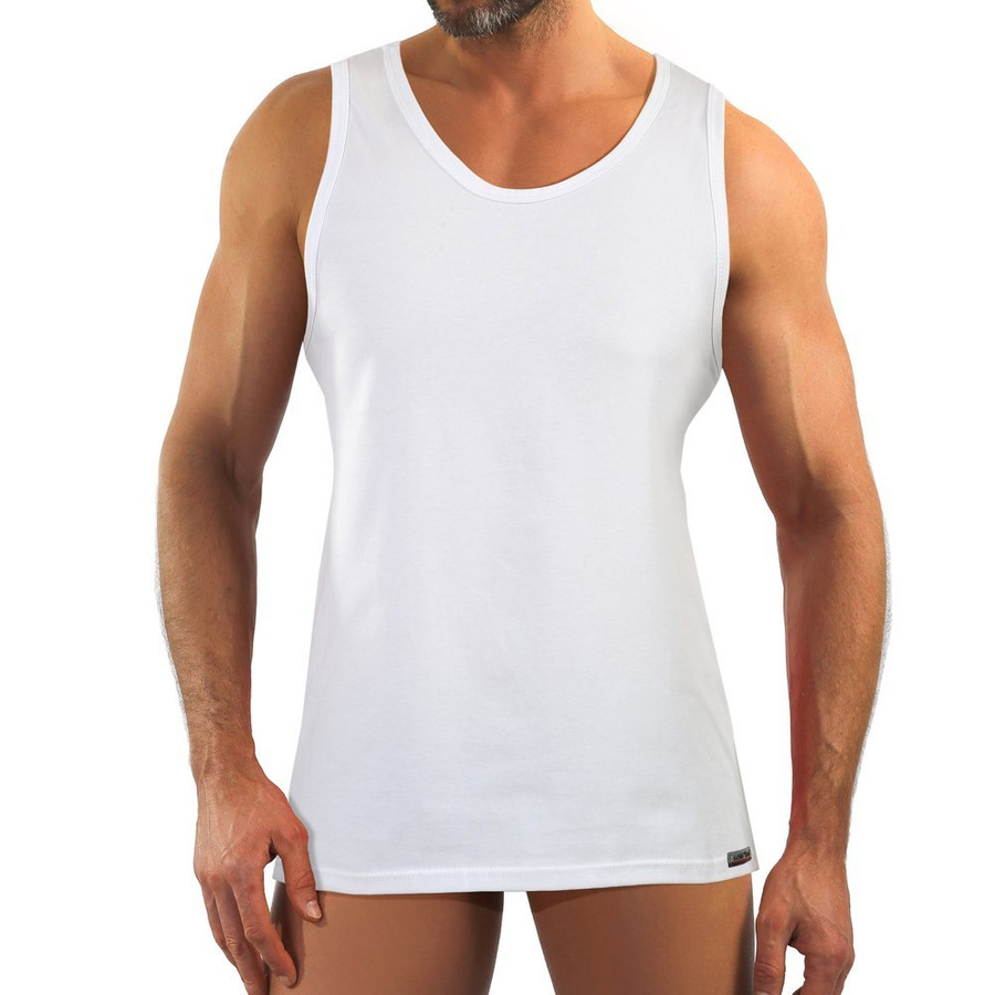 Sesto Senso Herren Tanktop ANACONDA – Bequeme Baumwolle mit Elastan, Flache Nähte, Ideal als Unterhemd oder für warme Tage, Weiß, Ohne Ärmel, Stilvoll und Langlebig, Perfekt als Geschenk, Made in Poland