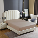 Spannbettlaken Beige Satiniert