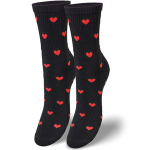 Damensocken Wzorzyste 200 Schwarz mit Herzen