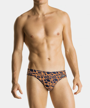 Atlantic Herren Badeslip KMT-335 – Schnelltrocknend, Poliamid-Elastan, Mit Print, Für Schwimmen, Farben: Grau, Schwarz, Marineblau, Blau, Orange