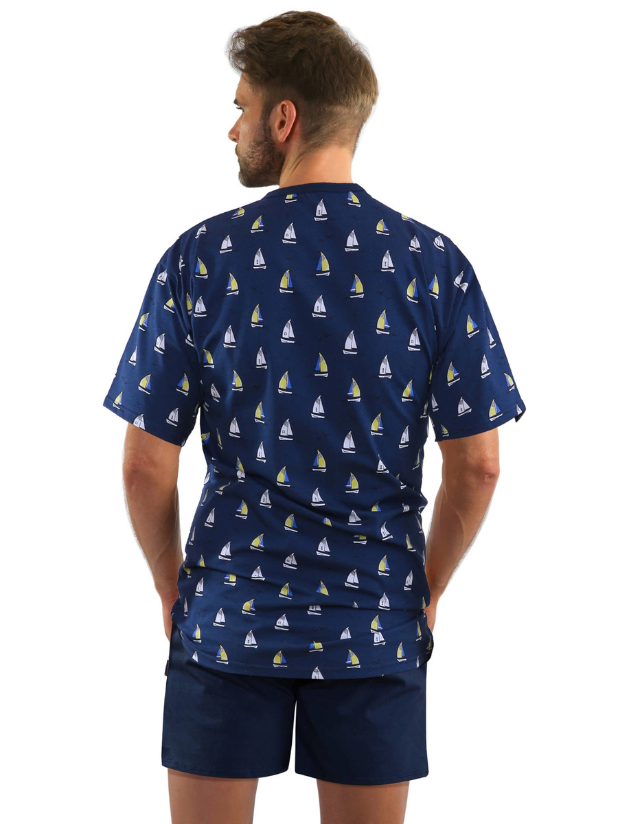 Kurzarm-Schlafanzug Herren Serie Orange-Blau