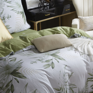 Bettwäsche Satina Y020 Weiß mit Blattmuster