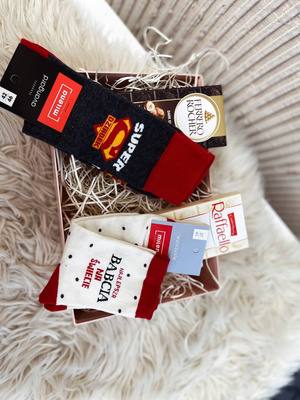 Socken Serie Opa und Oma Dunkelmelange 2, rot, grau, schwarz