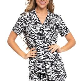 Piżama damska dwuczęściowa wiskozowa rozpinana wzór zeberka