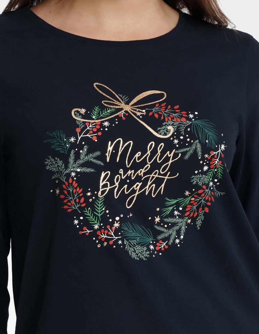 Henderson Damen Pyjama Goldy – Weihnachtskollektion, 100% Baumwolle, Langarm, Lange Hose, Klassisches Design, Mehrfarbig, Gemütlich und Atmungsaktiv für Winterabende