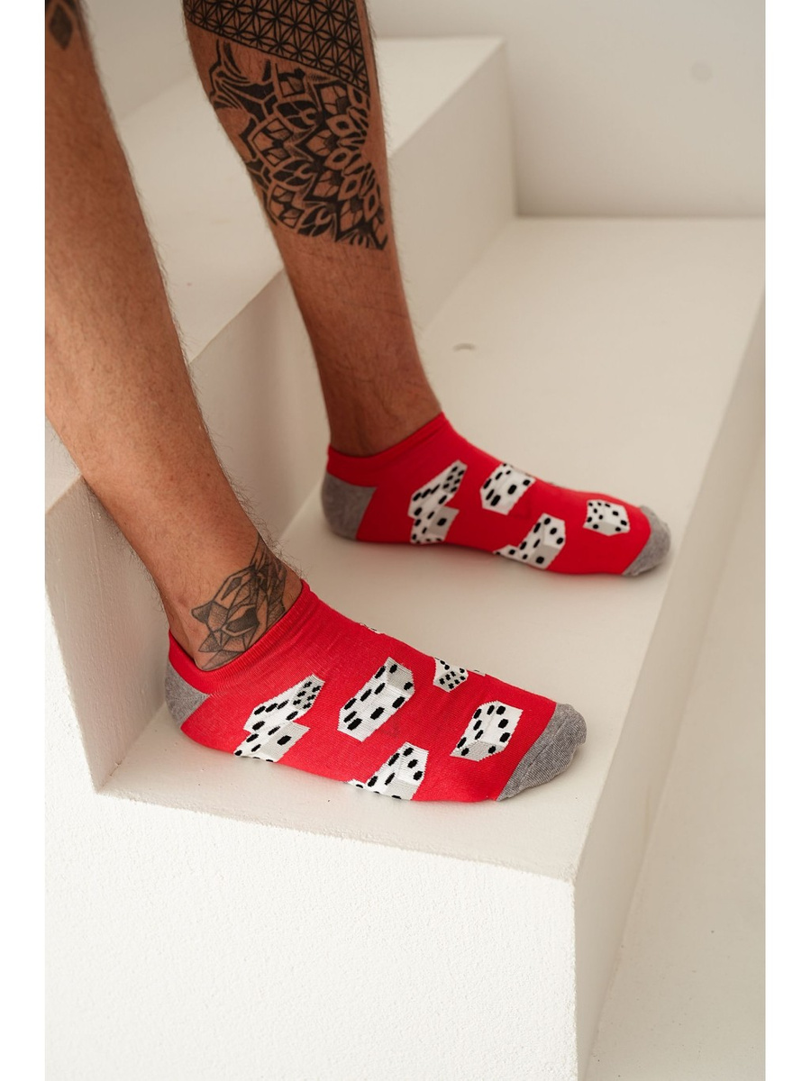 Sneakersocken Herrenserie Würfel Rot