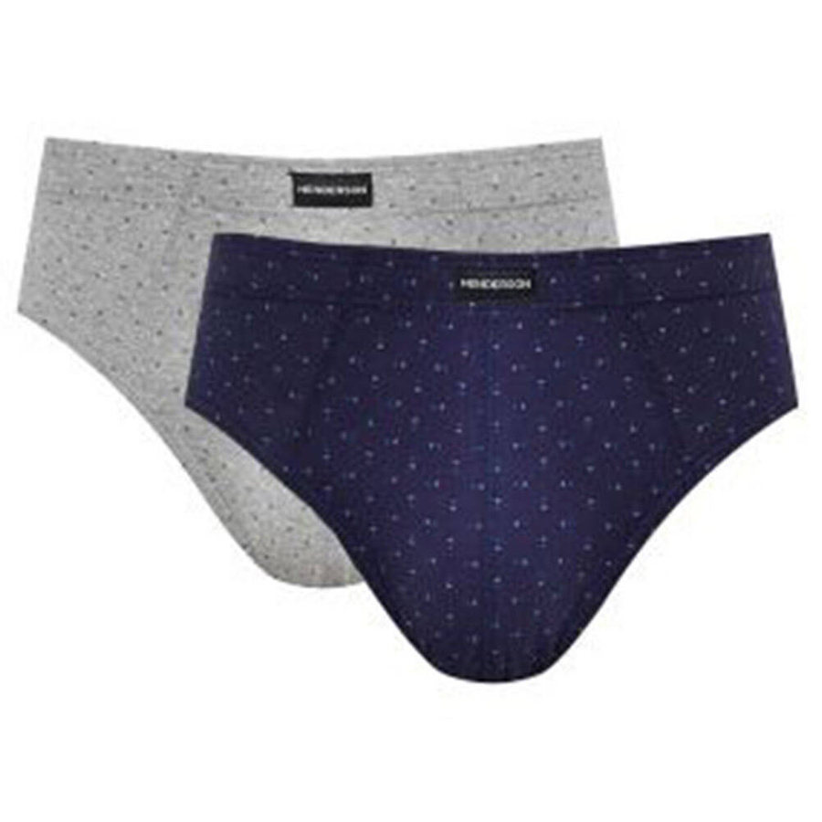 Henderson Herren Slipy Classic 2er Pack – Bequeme Baumwollunterwäsche, Anatomic Passform, Schwarz/Blau, Herbst/Winter Kollektion, Für Männer