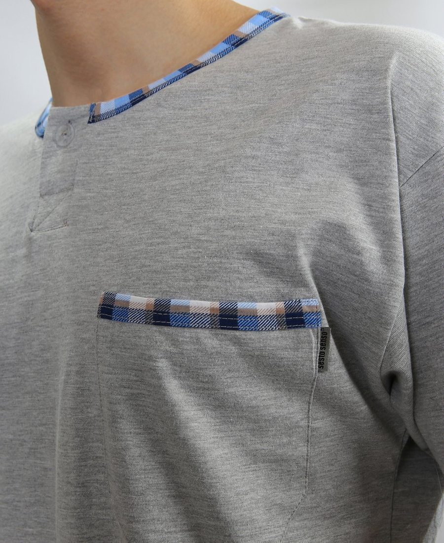 Herrenschlafanzug Kurzarm Shorts Grau