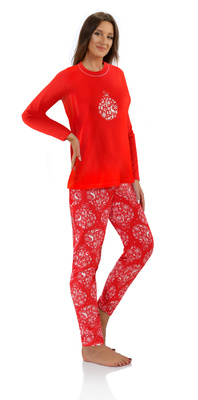 Bawełniana Świąteczna Piżama Damska Bombka 2642/01 Sesto Senso