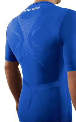Sesto Senso Herren T-Shirt Kurzarm Thermo Active CL39 – Atmungsaktive Sportbekleidung, Antiallergisch, Bakteriostatisch, Elastisch, Poliamid, Ideal für Outdoor- und Fitnessaktivitäten, Chabrowy Blau