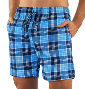 Schlafanzug Herren Kurzarm Kurze Hose Blau