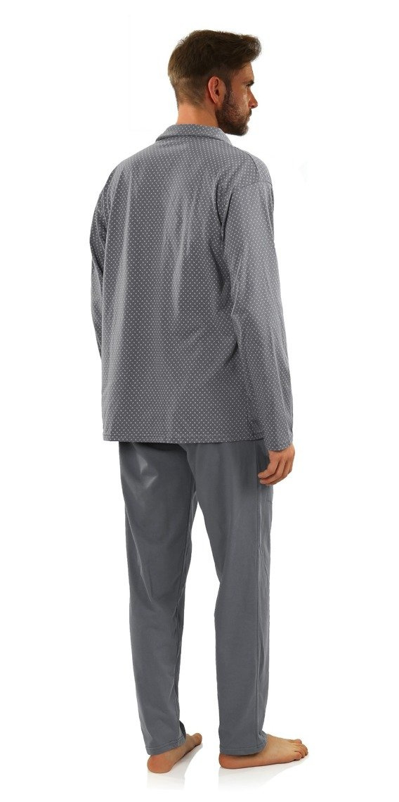 Bawełniana rozpinana piżama męska z długim rękawem Sesto Sesto w kotwiczki