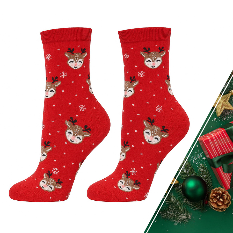 Emotions Damen Weihnachtssocken, Farbe Ecru, Größe 37-41