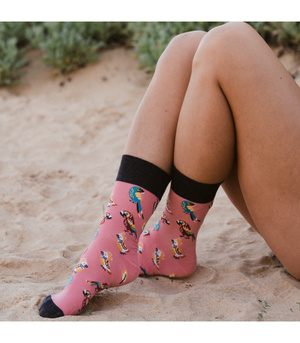 Bunte Socken Damen/Herren Papageien Rosa Mehr Mode