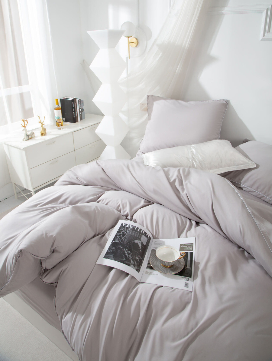 Bettwäsche Queen Grau Weiß