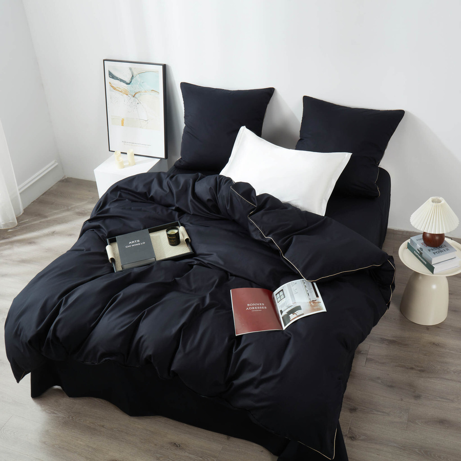 Bettwäsche Satin Queen Schwarz