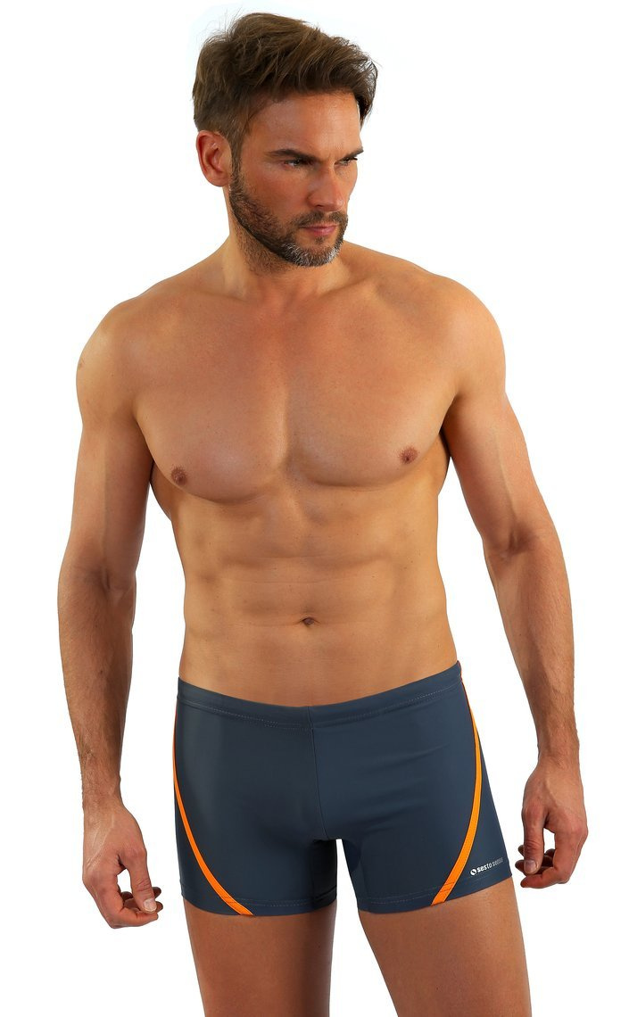 Badeboxer Serie Grau Orange