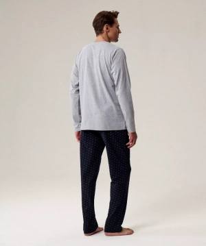 Herren Schlafanzug Serie nmp-390 Grau/Marine/Grün/Blau