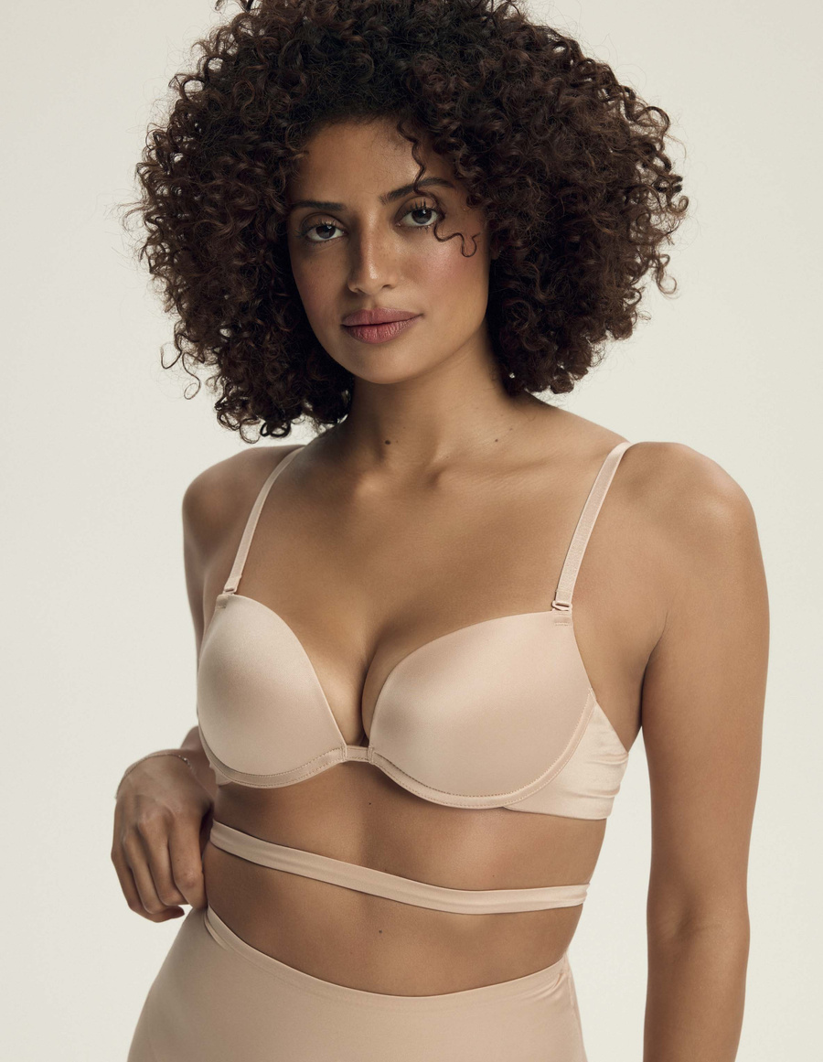 Sutien push up bej mătăsos