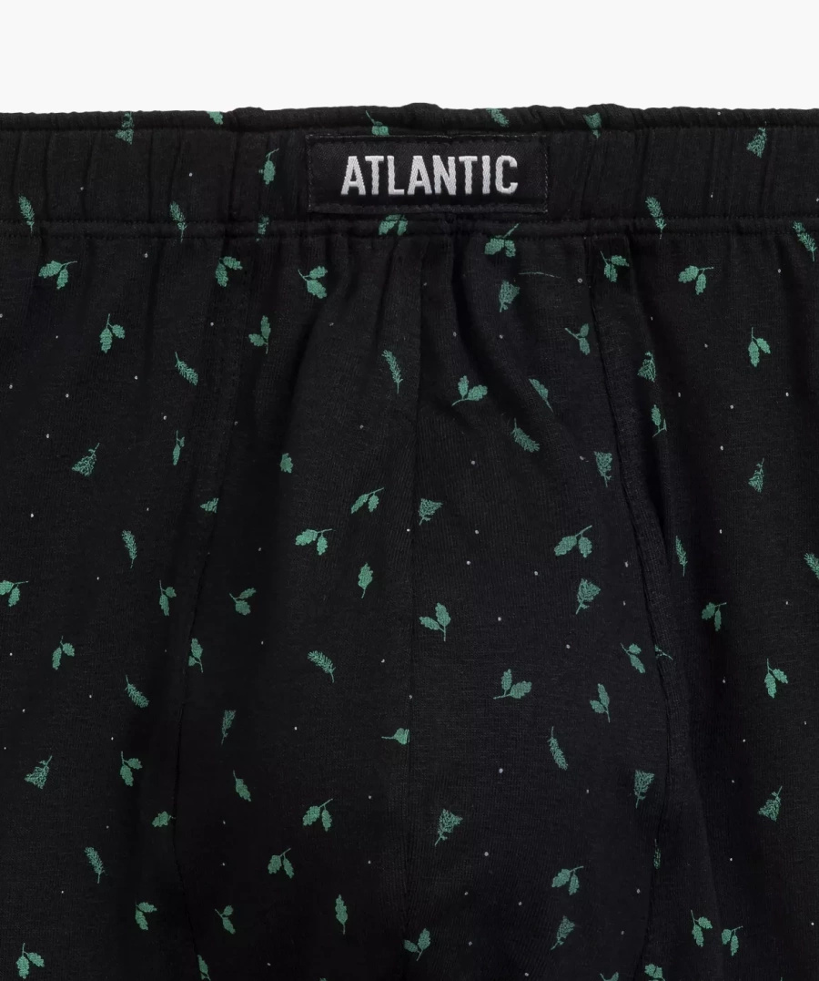 Atlantic Herren Boxer Briefs 3er Pack – Bequeme Baumwollunterwäsche mit Elastan, Atmungsaktiv, Mittelhohe Taille, Enganliegend, Mix aus Smaragdgrün und Schwarz mit Print, Herbst/Winter 2025 Kollektion