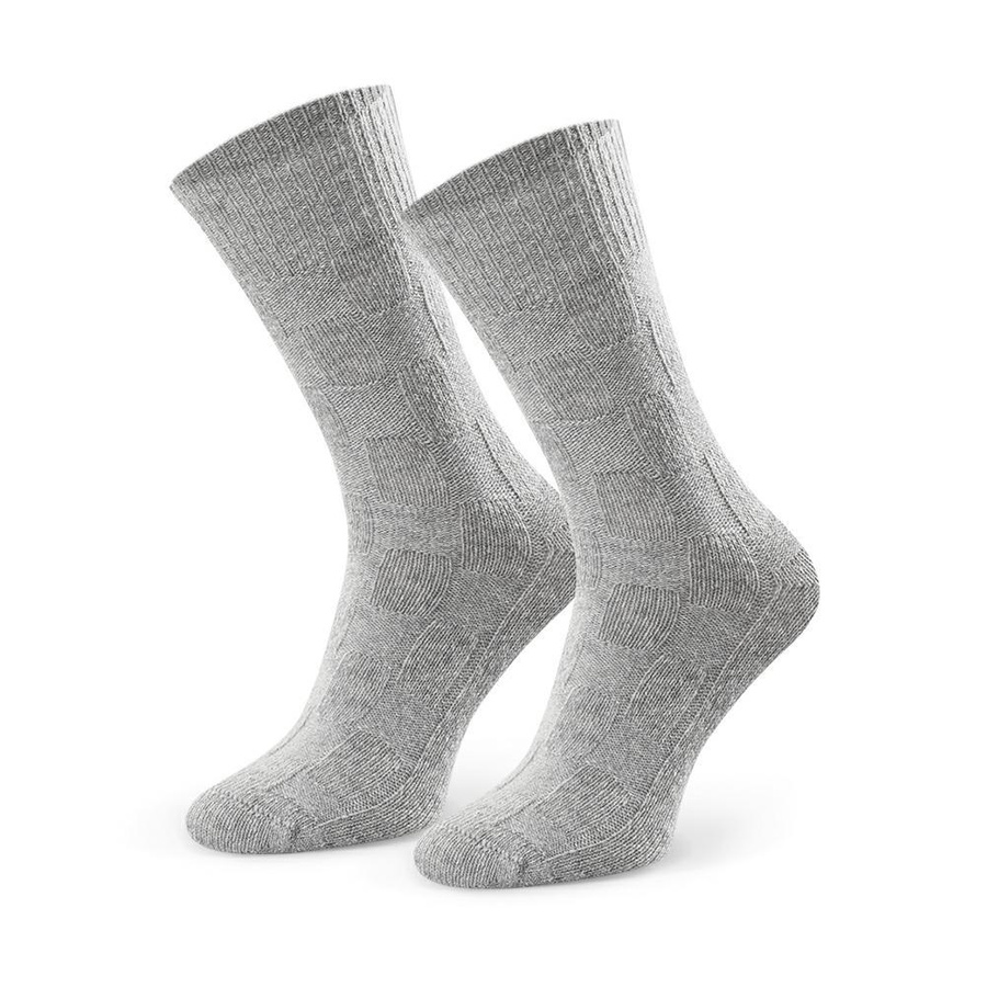 Wollsocken Serie 093 Hellbeige Kariert