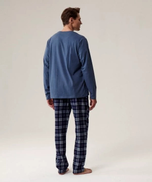 Herrenpyjama Serie nmp-393 Grau/Marineblau