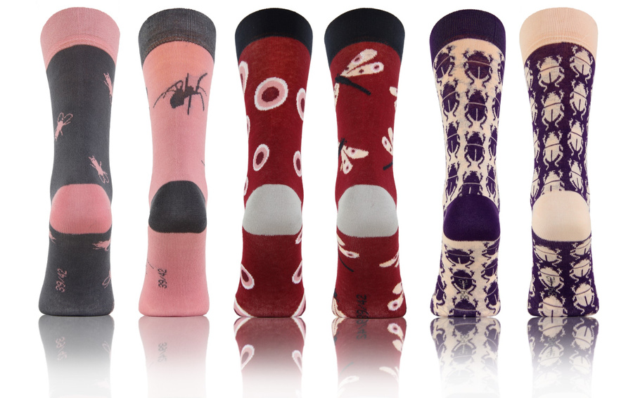 Sesto Senso Damen Bunte Baumwollsocken Set – Hochwertige Fitness Socken mit Lustigem Motiv, Atmungsaktiv und Bequem, 3er Pack, Ideal für Sport und Alltag, Größe 35-38, Mehrfarbig, Insektenmuster