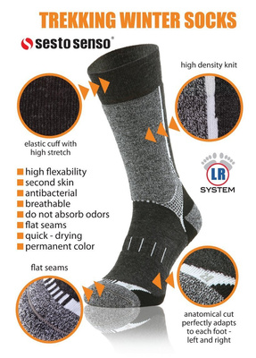 Wollsocken Trekking Winter Grau Mehrfarbig