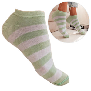 Damen Sneaker Socken Serie Gestreift Grün Weiß