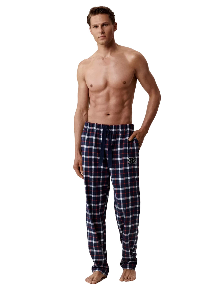 Pyjamahose Serie Nmb-045 Kariert Dunkelblau/Blau